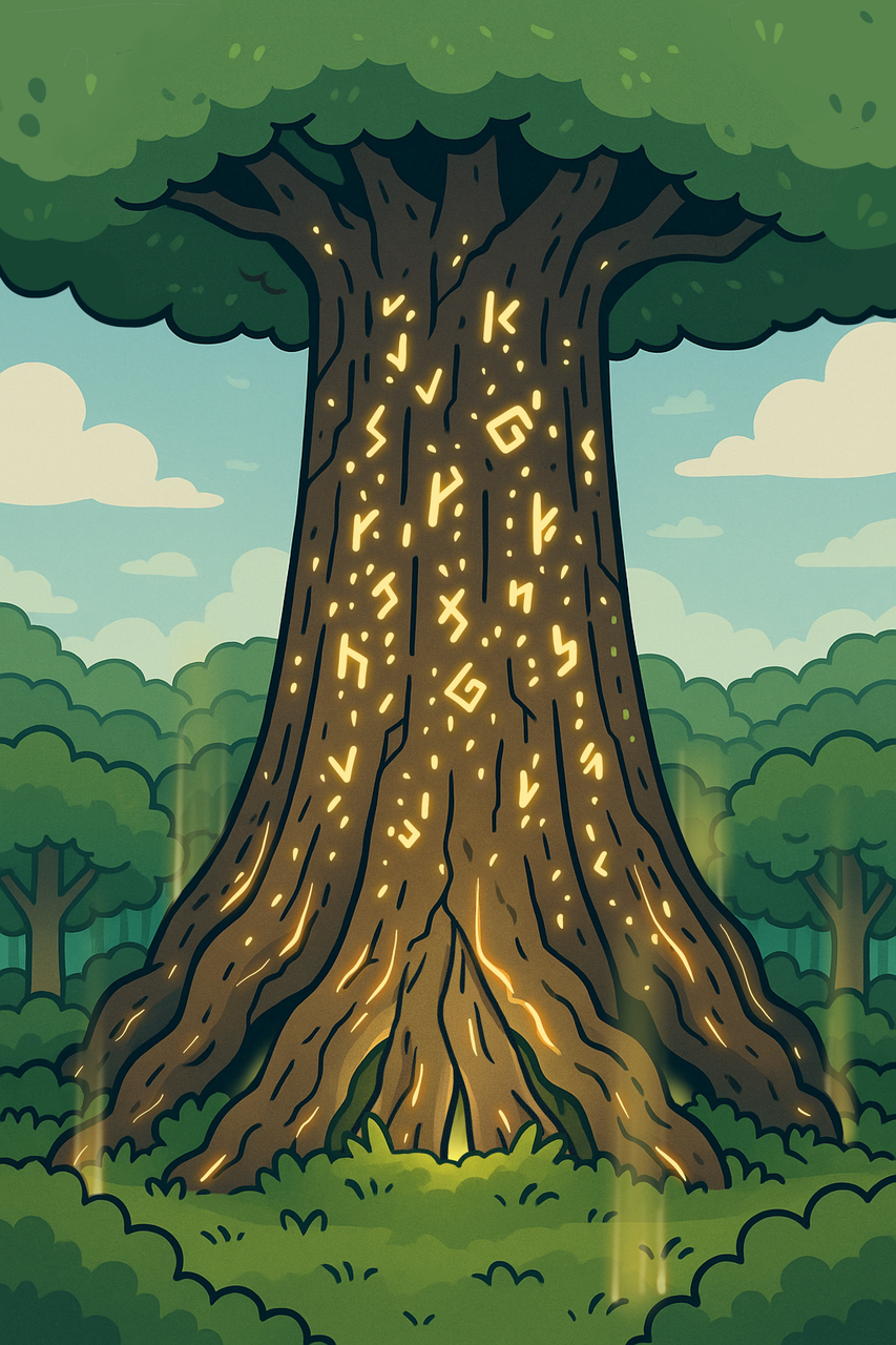 BitWood Mystical Tree with Glowing Runes